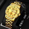 Men's Leisure Alloy Watch With Round Dial Mineral Strengthened Glass Mirror Single Folding Buckle Spiral Crown Fully Automatic Movement Double Calendar Luminous And Waterproof