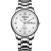 Men's Leisure Alloy Watch With Round Dial Mineral Strengthened Glass Mirror Single Folding Buckle Spiral Crown Fully Automatic Movement Double Calendar Luminous And Waterproof