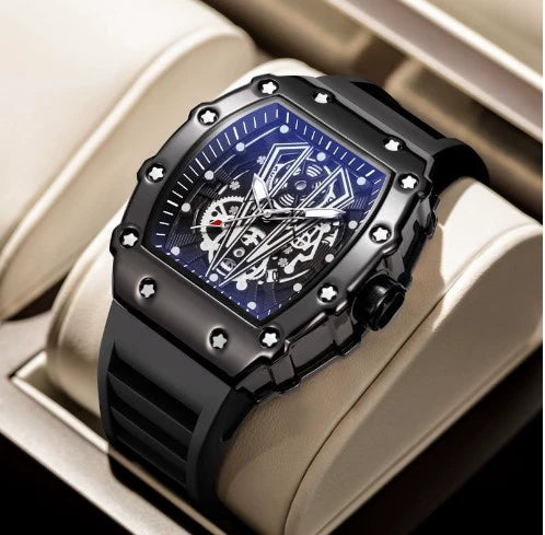 Men's Leisure Barrelshaped Fully Automatic Nonmechanical Luminous Waterproof Silicone Watch