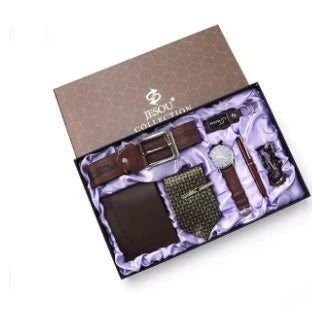 Men's Leisure Gift Suit With Alloy Case Stainless Steel Clasp Pu Strap And Round Dial