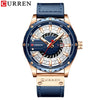 Men's Leisure Metal And Leather Quartz Watch With Stainless Steel Clasp And Round Dial