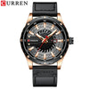 Men's Leisure Metal And Leather Quartz Watch With Stainless Steel Clasp And Round Dial