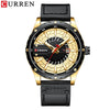 Men's Leisure Metal And Leather Quartz Watch With Stainless Steel Clasp And Round Dial