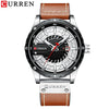 Men's Leisure Metal And Leather Quartz Watch With Stainless Steel Clasp And Round Dial