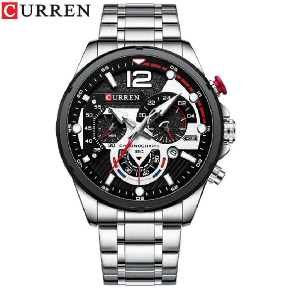 Men's Leisure Metal And Stainless Steel Band Round Dial Quartz Multifunctional Luminous Wristwatch