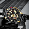 Men's Leisure Metal And Stainless Steel Band Round Dial Quartz Multifunctional Luminous Wristwatch