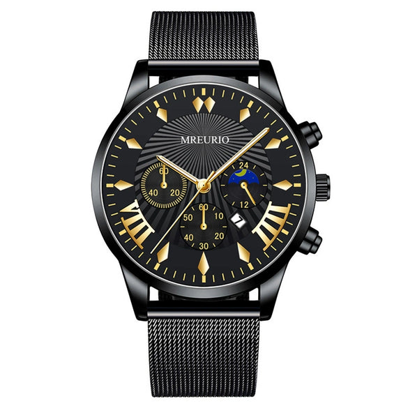Men's Leisure Metal And Stainless Steel Watch With Round Dial And Milan Mesh Belt
