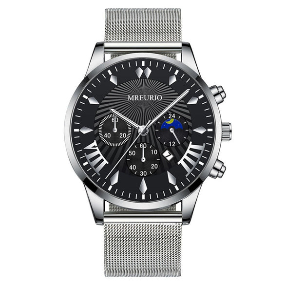 Men's Leisure Metal And Stainless Steel Watch With Round Dial And Milan Mesh Belt