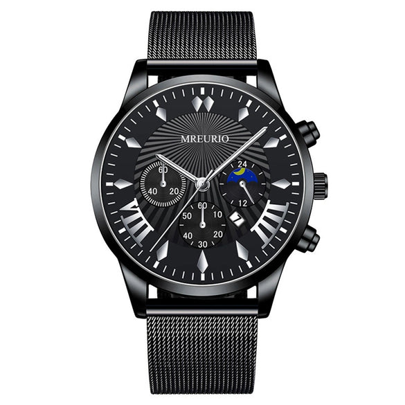 Men's Leisure Metal And Stainless Steel Watch With Round Dial And Milan Mesh Belt