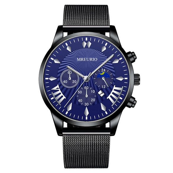 Men's Leisure Metal And Stainless Steel Watch With Round Dial And Milan Mesh Belt