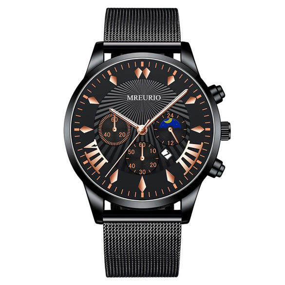 Men's Leisure Metal And Stainless Steel Watch With Round Dial And Milan Mesh Belt