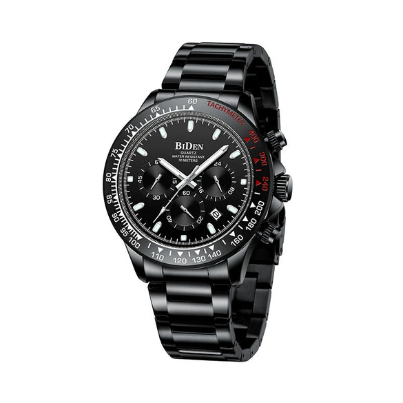 Men's Leisure Metal Calendar Watch With Steel Band And Round Dial