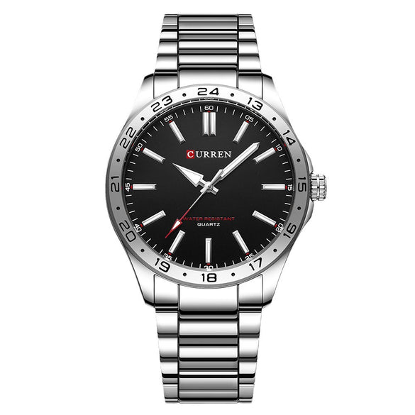 Men's Leisure Metal Case Stainless Steel Band Round Dial Quartz Watch