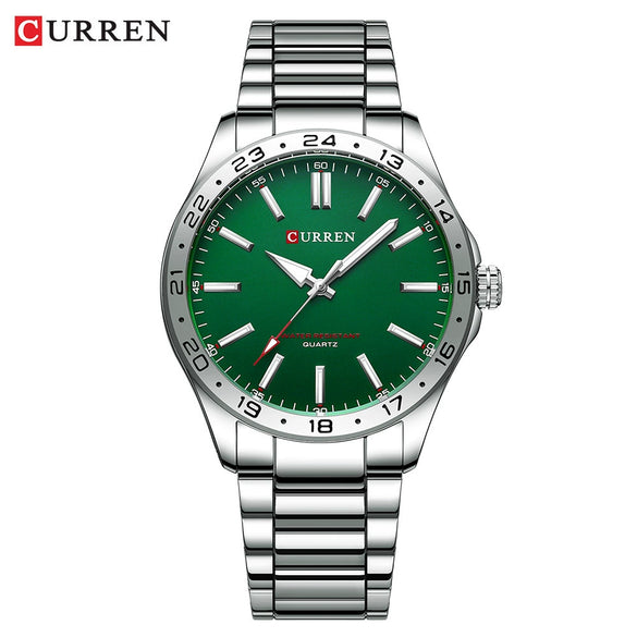 Men's Leisure Metal Case Stainless Steel Band Round Dial Quartz Watch
