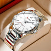 Men's Leisure Metal Case Stainless Steel Band Round Dial Quartz Watch