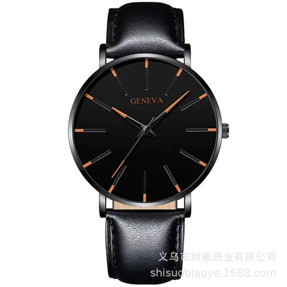 Men's Leisure Quartz Ultrathin Watch With Alloy Case Imitation Leather Strap And Stainless Steel Clasp Round Dial