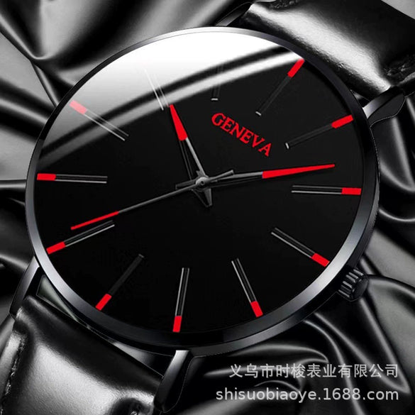 Men's Leisure Quartz Ultrathin Watch With Alloy Case Imitation Leather Strap And Stainless Steel Clasp Round Dial