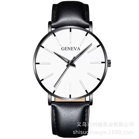 Men's Leisure Quartz Ultrathin Watch With Alloy Case Imitation Leather Strap And Stainless Steel Clasp Round Dial