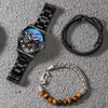 Men's Leisure Quartz Watch With Alloy Band And Stainless Steel Clasp Round Dial