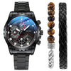 Men's Leisure Quartz Watch With Alloy Band And Stainless Steel Clasp Round Dial