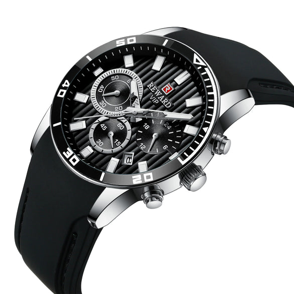 Men's Leisure Quartz Watch With Alloy Case Silicone Strap Round Dial And Spiral Crown