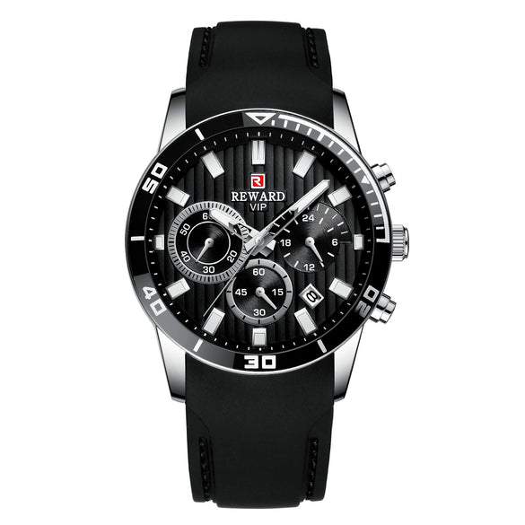 Men's Leisure Quartz Watch With Alloy Case Silicone Strap Round Dial And Spiral Crown