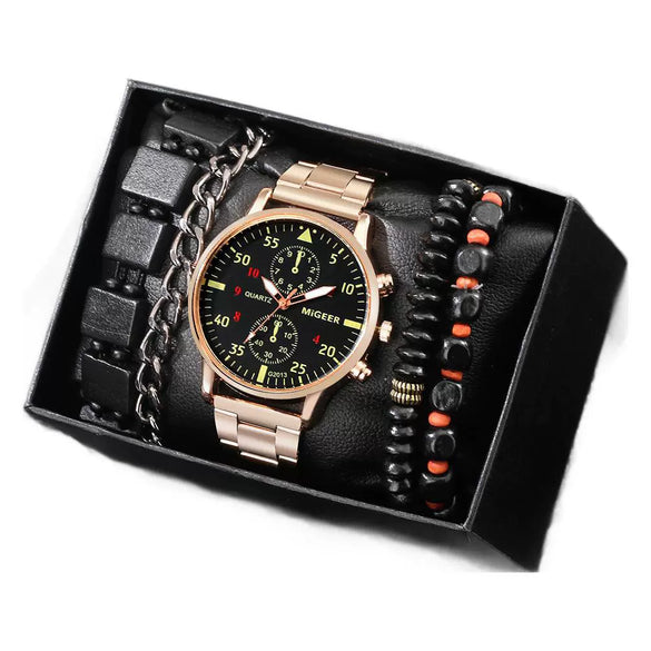 Men's Leisure Quartz Watch With Diecast Case Pu Strap And Round Dial