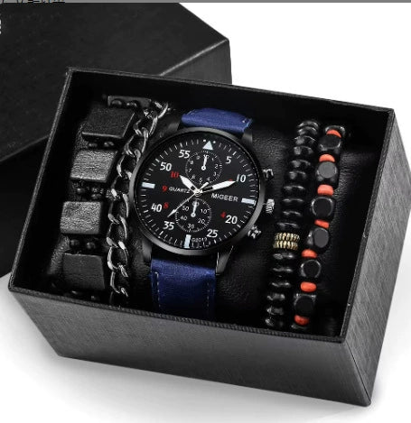 Men's Leisure Quartz Watch With Diecast Case Pu Strap And Round Dial