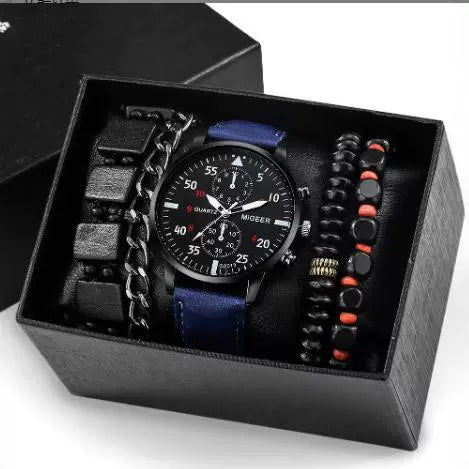 Men's Leisure Quartz Watch With Diecast Case Pu Strap And Round Dial