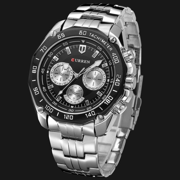 Men's Leisure Quartz Watch With Steel Band And Alloy Case Round Dial
