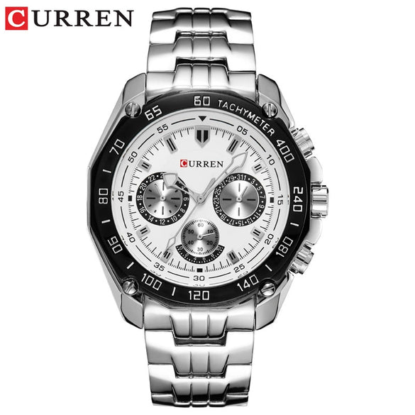 Men's Leisure Quartz Watch With Steel Band And Alloy Case Round Dial