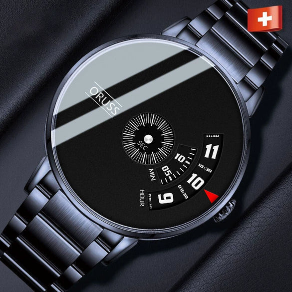 Men's Leisure Quartz Watches Stainless Steel Case And Strap Round Dial Waterproof