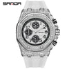 Men's Leisure Silicone Quartz Watch With Alloy Case Tpu Strap Stainless Steel Clasp Round Diamond Dial And Calendar Three Eyes And Six Needles