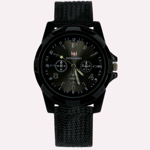 Men's Leisure Sports Quartz Watch With Round Dial Nylon Woven Strap Stainless Steel Pin Buckle