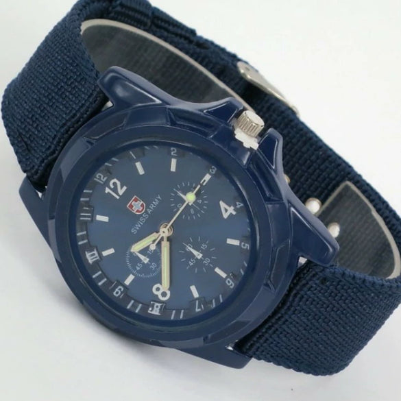 Men's Leisure Sports Quartz Watch With Round Dial Nylon Woven Strap Stainless Steel Pin Buckle