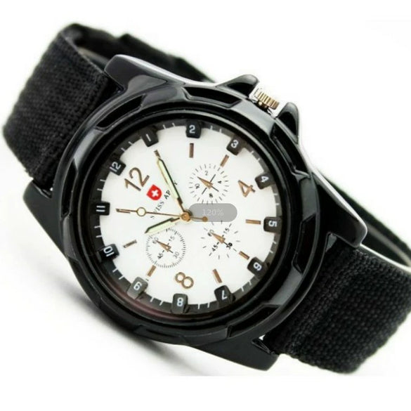 Men's Leisure Sports Quartz Watch With Round Dial Nylon Woven Strap Stainless Steel Pin Buckle