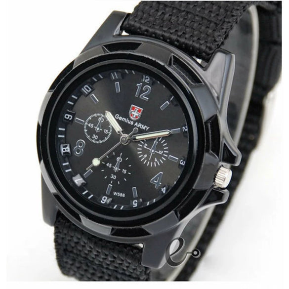 Men's Leisure Sports Quartz Watch With Round Dial Nylon Woven Strap Stainless Steel Pin Buckle