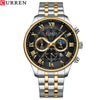 Men's Leisure Steel Band Quartz Calendar Chronograph Watch With Round Dial