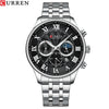 Men's Leisure Steel Band Quartz Calendar Chronograph Watch With Round Dial