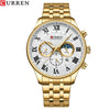 Men's Leisure Steel Band Quartz Calendar Chronograph Watch With Round Dial
