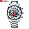 Men's Leisure Steel Band Quartz Multifunctional Luminous Round Dial Watch