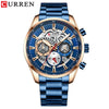 Men's Leisure Steel Band Quartz Multifunctional Luminous Round Dial Watch