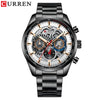 Men's Leisure Steel Band Quartz Multifunctional Luminous Round Dial Watch