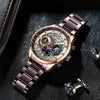 Men's Leisure Steel Band Quartz Multifunctional Luminous Round Dial Watch