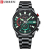 Men's Leisure Steel Band Quartz Multifunctional Round Dial Wristwatch