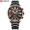 Men's Leisure Steel Band Quartz Multifunctional Round Dial Wristwatch