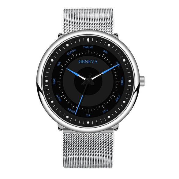 Men's Luminous Alloy Mesh Band Leisure Round Dial Watch