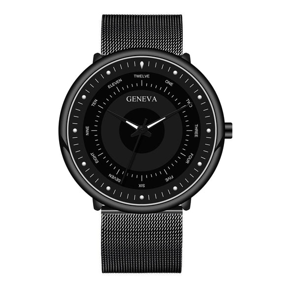 Men's Luminous Alloy Mesh Band Leisure Round Dial Watch