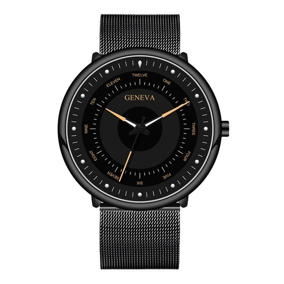 Men's Luminous Alloy Mesh Band Leisure Round Dial Watch