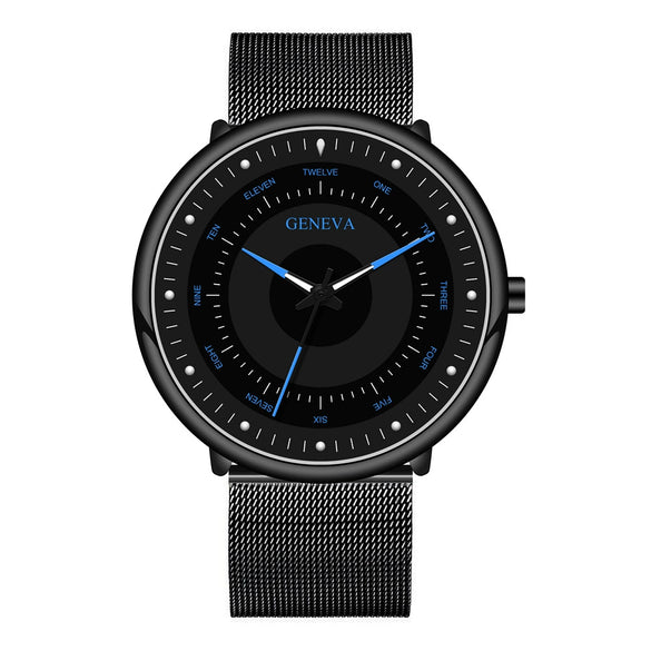 Men's Luminous Alloy Mesh Band Leisure Round Dial Watch